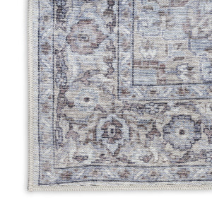 HomeRoots 9' X 12' Floral Power Loomed Area Rug - Distressed Washable Design for Elegant, Easy Care Living Spaces Beige, Ivory 533131