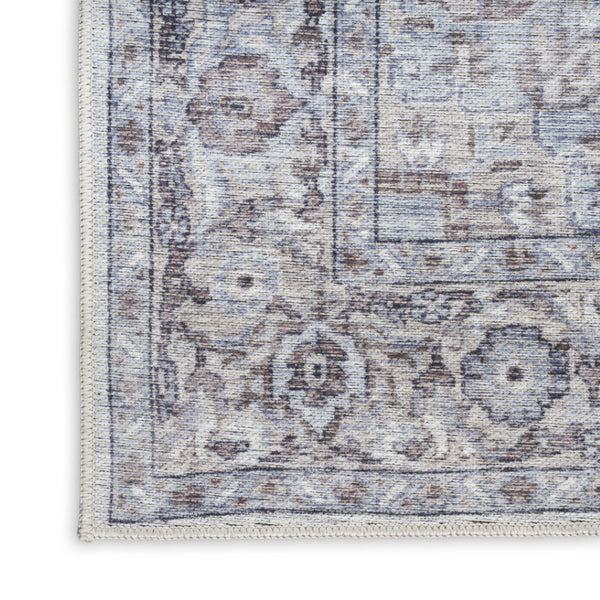 HomeRoots 9' X 12' Floral Power Loomed Area Rug - Distressed Washable Design for Elegant, Easy Care Living Spaces Beige, Ivory 533131