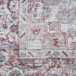 HomeRoots 9' X 12' Floral Power Loomed Area Rug - Distressed Washable Design for Elegant, Easy Care Living Spaces Red, Ivory 533135
