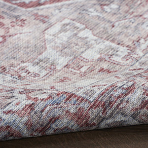 HomeRoots 9' X 12' Floral Power Loomed Area Rug - Distressed Washable Design for Elegant, Easy Care Living Spaces Red, Ivory 533135