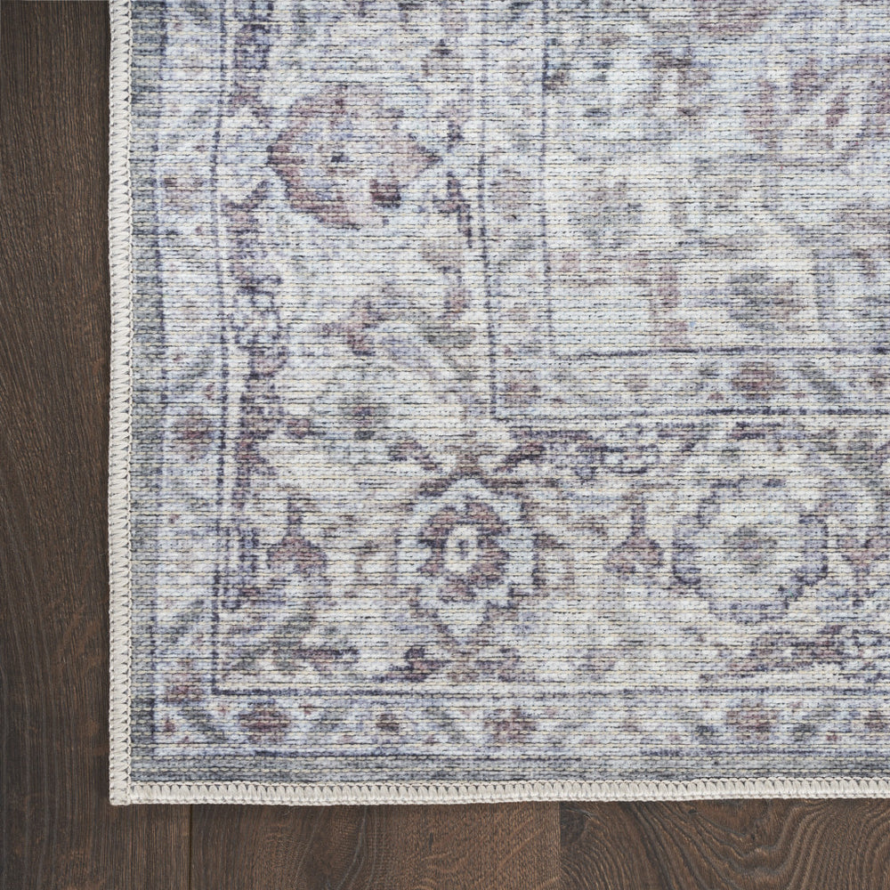 Homeroots 9' X 12' Gray And Ivory Floral Power Loom Distressed Washable Area Rug  Cotton Blend 533137