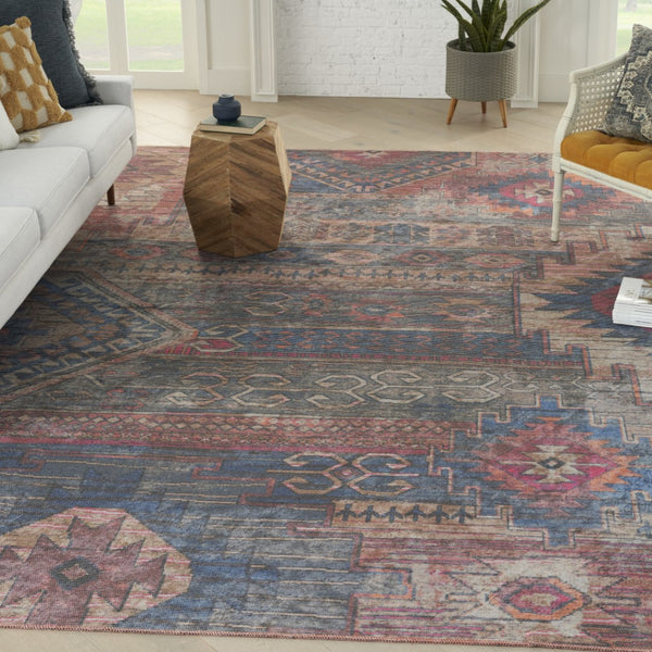 HomeRoots 5' Vibrant Southwestern-Inspired Area Rug with Distressed Finish for Boho-Contemporary Spaces 9' X 12' 533147