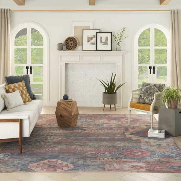 HomeRoots 5' Vibrant Southwestern-Inspired Area Rug with Distressed Finish for Boho-Contemporary Spaces 9' X 12' 533147