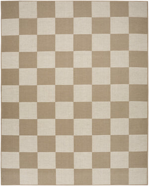 Homeroots 8' X 10' Natural And Ivory Geometric Power Loom Washable Non Skid Area Rug  Cotton Blend 533151