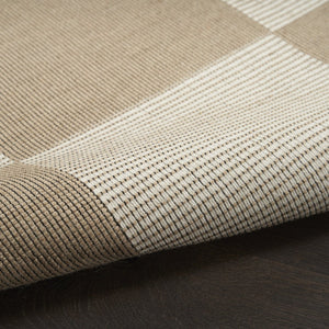 HomeRoots 8' Natural and Ivory Geometric Area Rug - Power Loomed, Washable, Non-Skid for Modern Elegance 8' X 10' 533151