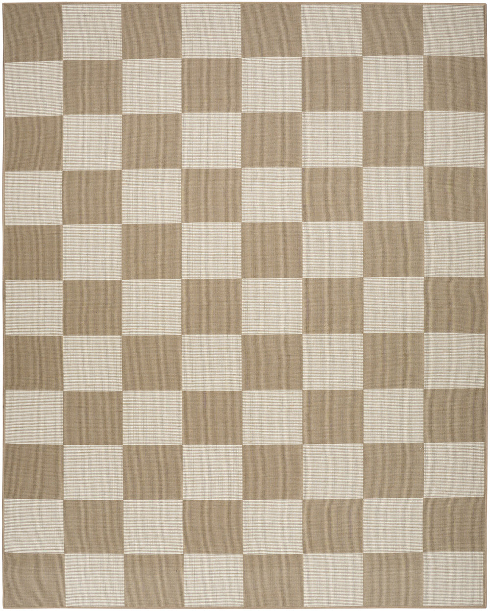 Homeroots 5' X 7' Natural And Ivory Geometric Power Loom Washable Non Skid Area Rug  Cotton Blend 533152
