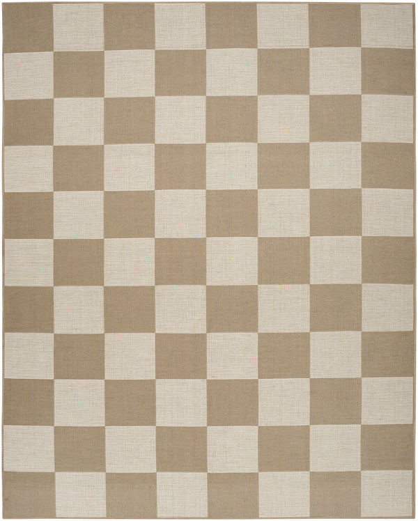 Homeroots 5' X 7' Natural And Ivory Geometric Power Loom Washable Non Skid Area Rug  Cotton Blend 533152