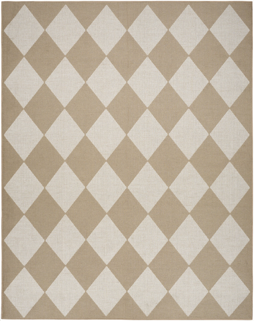 Homeroots 8' X 10' Natural And Ivory Geometric Power Loom Washable Non Skid Area Rug  Cotton Blend 533158