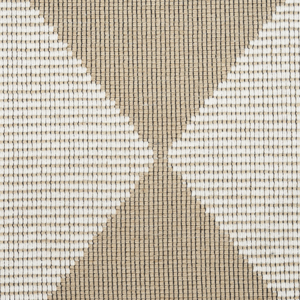Homeroots 8' X 10' Natural And Ivory Geometric Power Loom Washable Non Skid Area Rug  Cotton Blend 533158