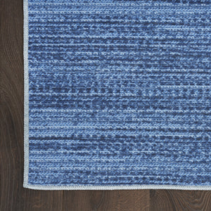 Homeroots 5' X 7' Blue And Gray Abstract Power Loom Washable Non Skid Area Rug  Cotton Blend 533164