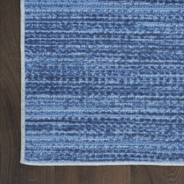 Homeroots 5' X 7' Blue And Gray Abstract Power Loom Washable Non Skid Area Rug  Cotton Blend 533164