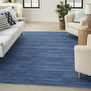 Homeroots 5' X 7' Blue And Gray Abstract Power Loom Washable Non Skid Area Rug  Cotton Blend 533164