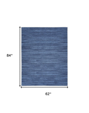 Homeroots 5' X 7' Blue And Gray Abstract Power Loom Washable Non Skid Area Rug  Cotton Blend 533164