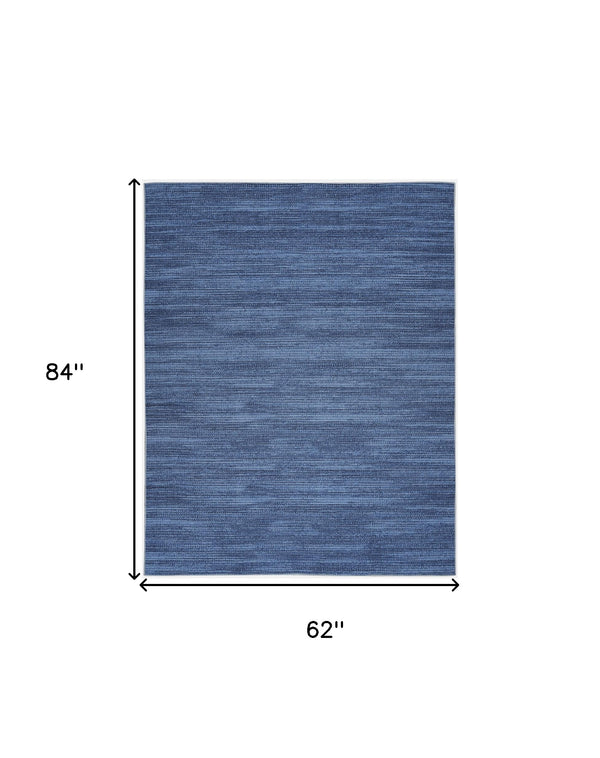 Homeroots 5' X 7' Blue And Gray Abstract Power Loom Washable Non Skid Area Rug  Cotton Blend 533164