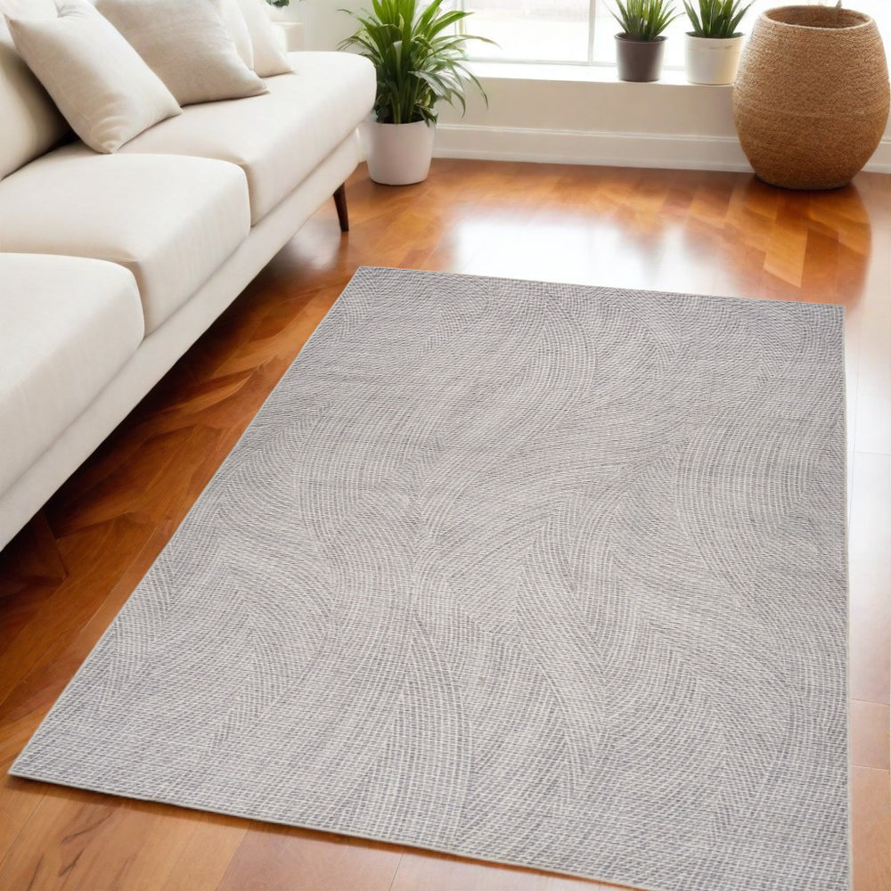 Homeroots 5' X 7' Gray And Ivory Abstract Power Loom Washable Non Skid Area Rug  Cotton Blend 533165