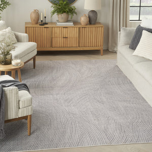 Homeroots 5' X 7' Gray And Ivory Abstract Power Loom Washable Non Skid Area Rug  Cotton Blend 533165