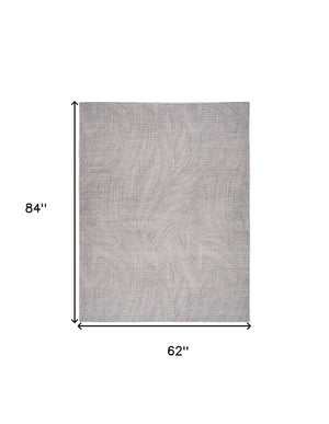 Homeroots 5' X 7' Gray And Ivory Abstract Power Loom Washable Non Skid Area Rug  Cotton Blend 533165