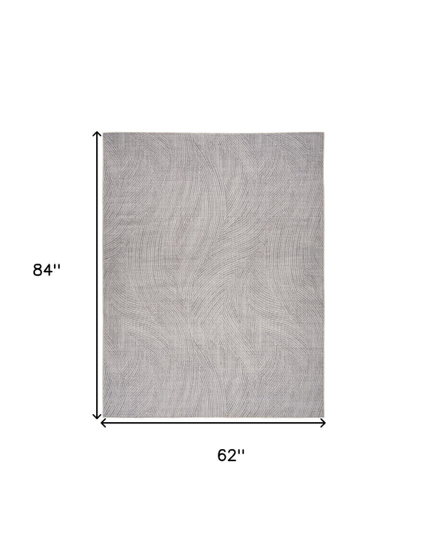 Homeroots 5' X 7' Gray And Ivory Abstract Power Loom Washable Non Skid Area Rug  Cotton Blend 533165