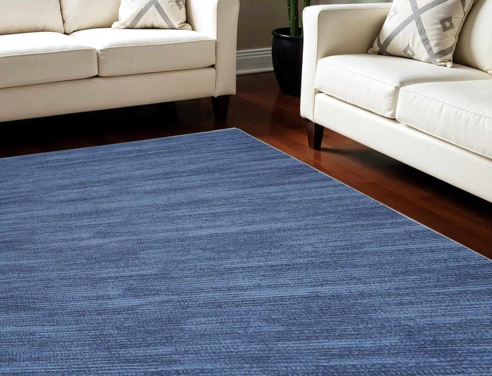 Homeroots 6' X 9' Blue Abstract Power Loom Washable Non Skid Area Rug  Cotton Blend 533169