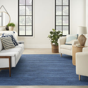 HomeRoots 6' Modern Blue Abstract Area Rug - Power Loomed, Washable, Non-Skid Design for Any Space 6' X 9' 533169