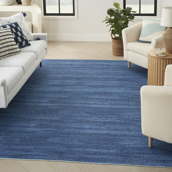 Homeroots 8' X 10' Blue And Gray Abstract Power Loom Washable Non Skid Area Rug  Cotton Blend 533179