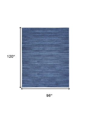 Homeroots 8' X 10' Blue And Gray Abstract Power Loom Washable Non Skid Area Rug  Cotton Blend 533179