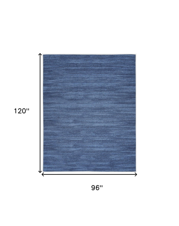 Homeroots 8' X 10' Blue And Gray Abstract Power Loom Washable Non Skid Area Rug  Cotton Blend 533179