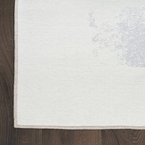 Homeroots 8' X 10' Ivory And Blue Abstract Power Loom Washable Non Skid Area Rug  Cotton Blend 533183