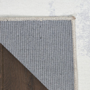 Homeroots 8' X 10' Ivory And Blue Abstract Power Loom Washable Non Skid Area Rug  Cotton Blend 533183