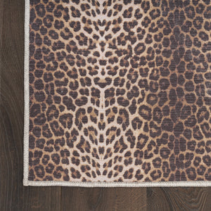 Homeroots 5' X 7' Brown And Ivory Leopard Print Power Loom Washable Non Skid Area Rug  Cotton Blend 533190