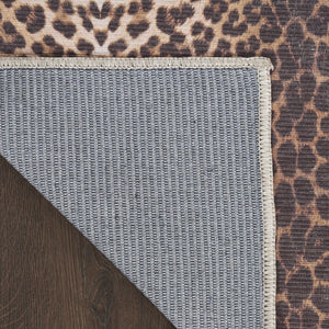 Homeroots 5' X 7' Brown And Ivory Leopard Print Power Loom Washable Non Skid Area Rug  Cotton Blend 533190