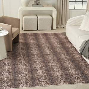 Homeroots 5' X 7' Brown And Ivory Leopard Print Power Loom Washable Non Skid Area Rug  Cotton Blend 533190
