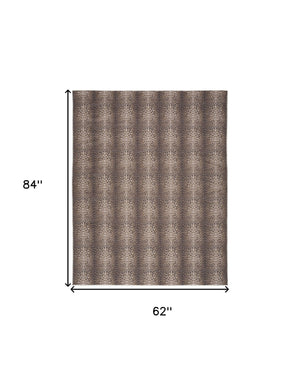 Homeroots 5' X 7' Brown And Ivory Leopard Print Power Loom Washable Non Skid Area Rug  Cotton Blend 533190
