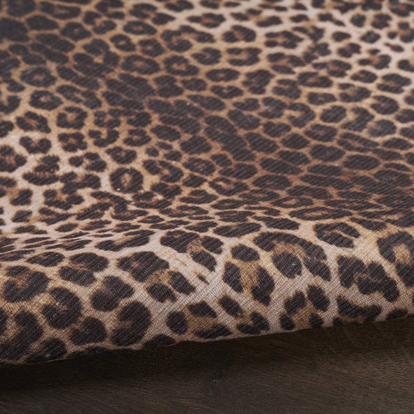 Homeroots 6' X 9' Brown And Ivory Leopard Print Power Loom Washable Non Skid Area Rug  Cotton Blend 533191