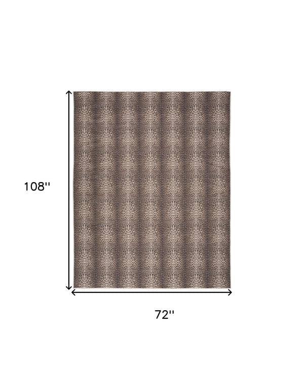 Homeroots 6' X 9' Brown And Ivory Leopard Print Power Loom Washable Non Skid Area Rug  Cotton Blend 533191