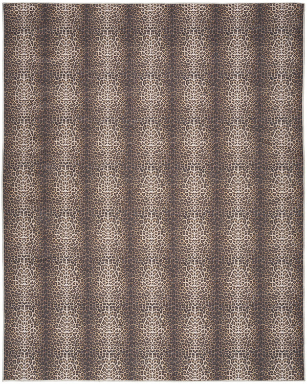 Homeroots 8' X 10' Brown And Ivory Leopard Print Power Loom Washable Non Skid Area Rug  Cotton Blend 533193