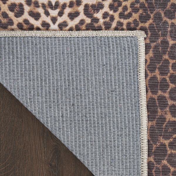 Homeroots 8' X 10' Brown And Ivory Leopard Print Power Loom Washable Non Skid Area Rug  Cotton Blend 533193