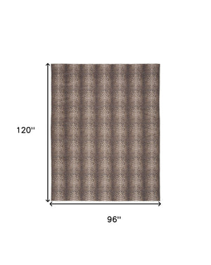 Homeroots 8' X 10' Brown And Ivory Leopard Print Power Loom Washable Non Skid Area Rug  Cotton Blend 533193