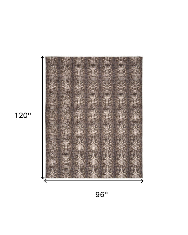 Homeroots 8' X 10' Brown And Ivory Leopard Print Power Loom Washable Non Skid Area Rug  Cotton Blend 533193