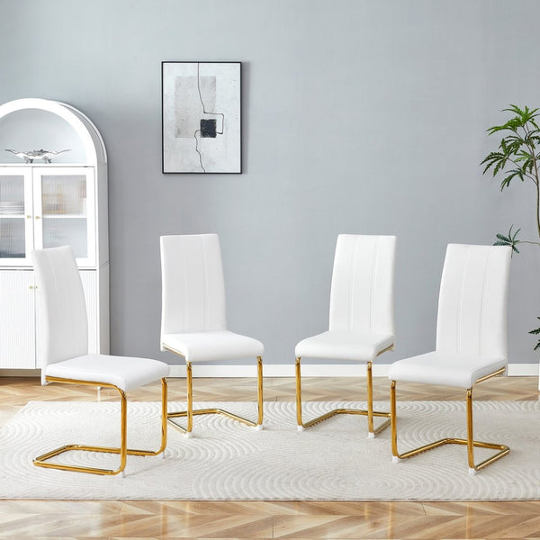 English Elm A Set of 2 Glam Faux Alligator Pvc Barstools with Crystal Buckle Detail Gold,White W1512P491836