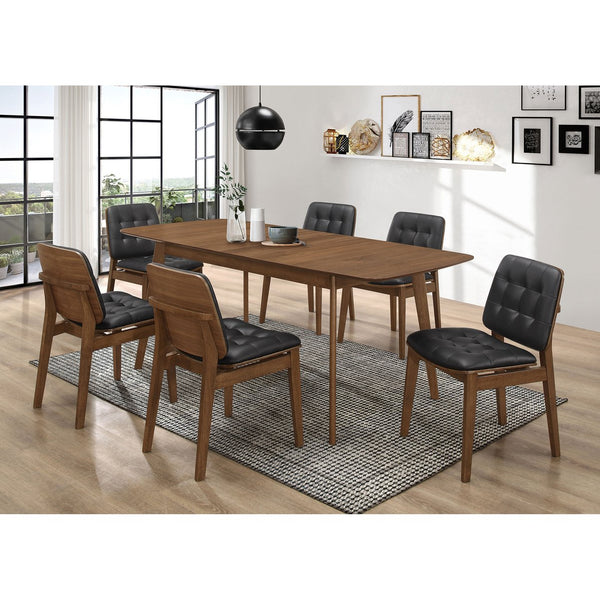 English Elm Draper Mid-Century Modern 7-Piece Walnut Dining Set With Expandable Leaf & Comfortable Seating B062S01234