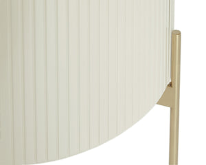 Sunpan Paloma End Table - Luxurious Sculptural Design with Antique Gold Accents for Elegant Interiors High Gloss Cream