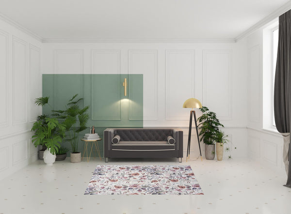 Homeroots 5' X 7' Ivory Pink And Green Floral Power Loom Washable Non Skid Area Rug  Cotton Blend 533203