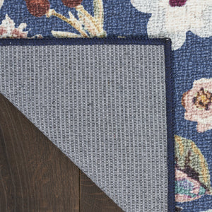 Homeroots 5' X 7' Blue And Green Floral Power Loom Washable Non Skid Area Rug  Cotton Blend 533204