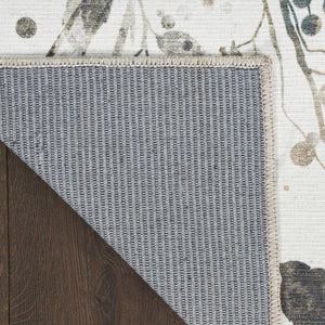 Homeroots 5' X 7' Ivory Green And Red Floral Power Loom Washable Non Skid Area Rug  Cotton Blend 533209