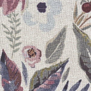 HomeRoots 6' Elegant Floral Area Rug - Ivory, Pink & Green Power Loom Design, Washable & Non-Skid Backing 6' X 9' 533211