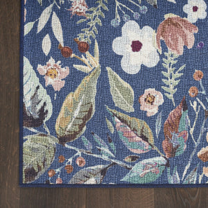 HomeRoots 6' Blue and Green Floral Area Rug - Machine Washable, Non-Skid, Power Loomed for Lasting Beauty 6' X 9' 533212