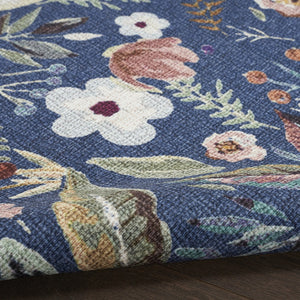 HomeRoots 6' Blue and Green Floral Area Rug - Machine Washable, Non-Skid, Power Loomed for Lasting Beauty 6' X 9' 533212
