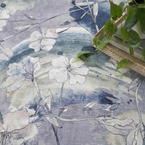 Homeroots 6' X 9' Ivory Blue And Gray Floral Power Loom Washable Non Skid Area Rug  Cotton Blend 533213