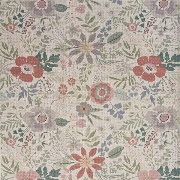 HomeRoots 6' Elegant Ivory Green and Red Floral Power Loom Area Rug - Washable, Non-Skid, and Stylish! 6' X 9' 533214